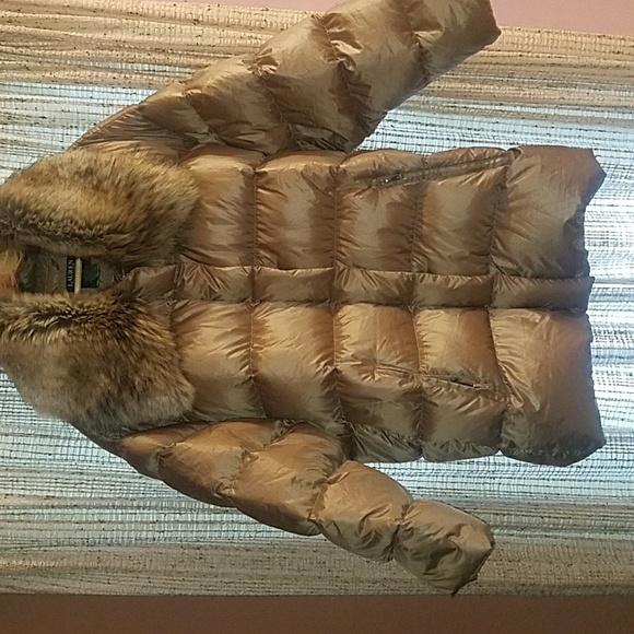 RALPH LAUREN Cayfrutray Truffle DOWN Puffer Jacket Winter Coat Faux Fur - Picture 2 of 11